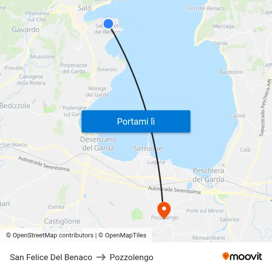 San Felice Del Benaco to Pozzolengo map