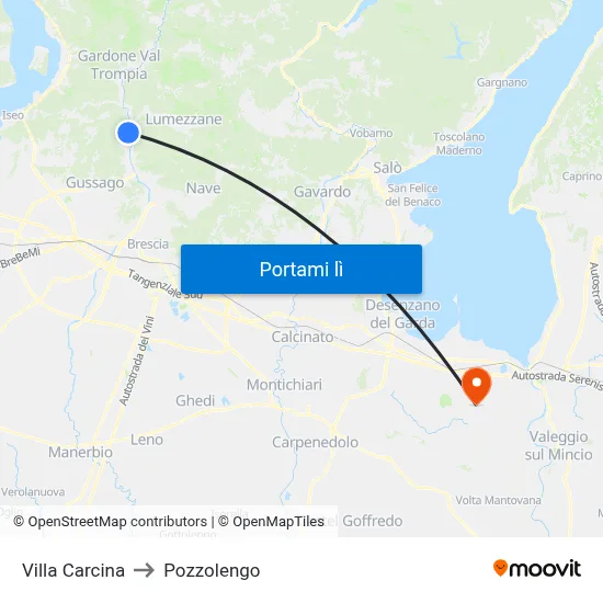 Villa Carcina to Pozzolengo map