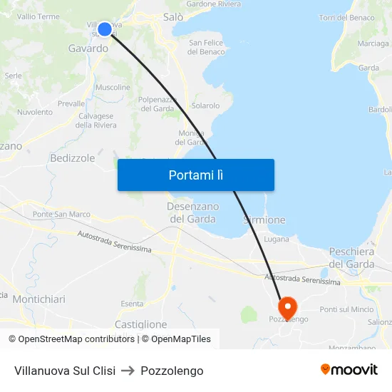 Villanuova Sul Clisi to Pozzolengo map