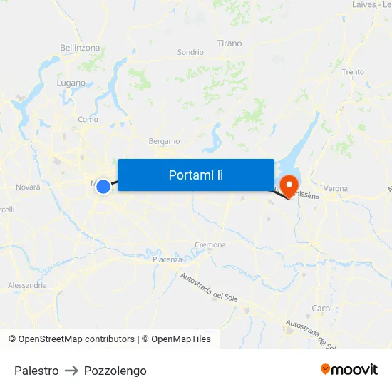 Palestro to Pozzolengo map