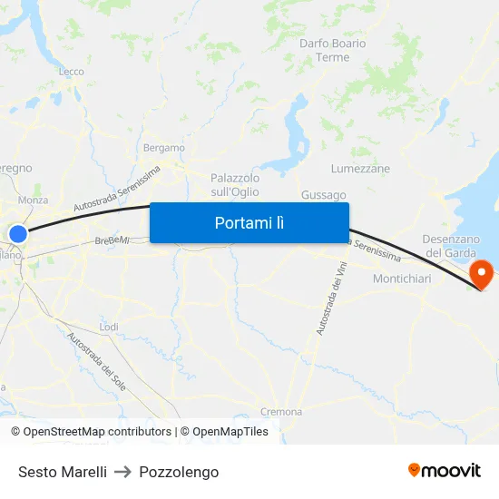 Sesto Marelli to Pozzolengo map
