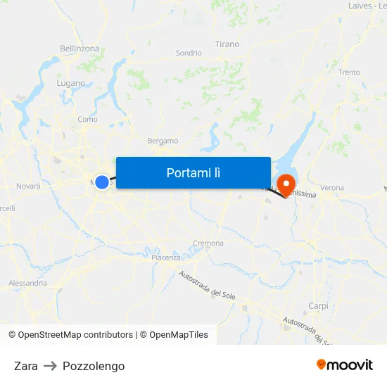 Zara to Pozzolengo map