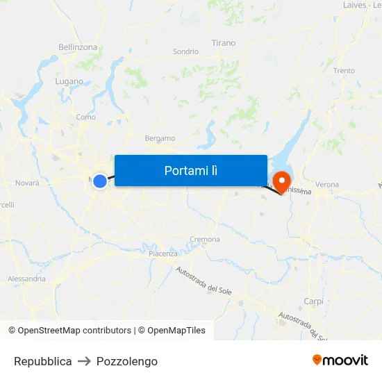 Repubblica to Pozzolengo map