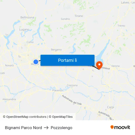 Bignami Parco Nord to Pozzolengo map