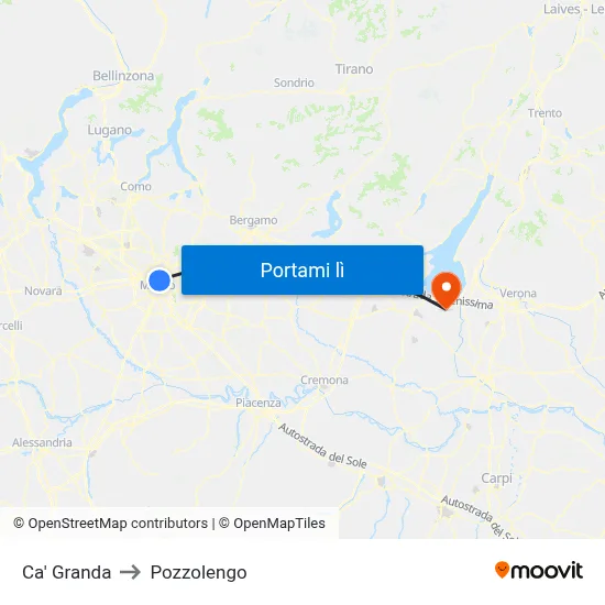 Ca' Granda to Pozzolengo map