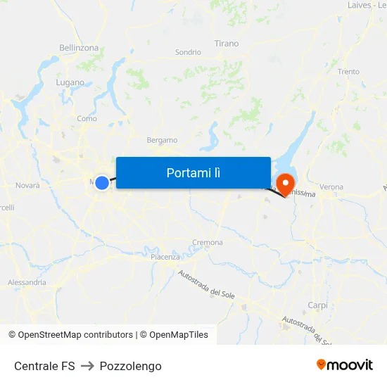 Centrale FS to Pozzolengo map