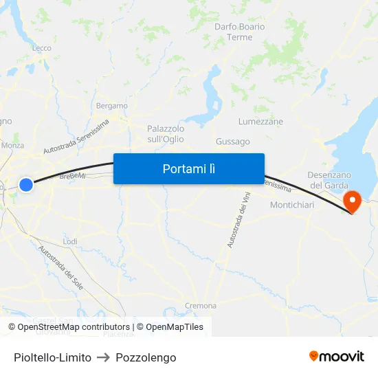 Pioltello-Limito to Pozzolengo map