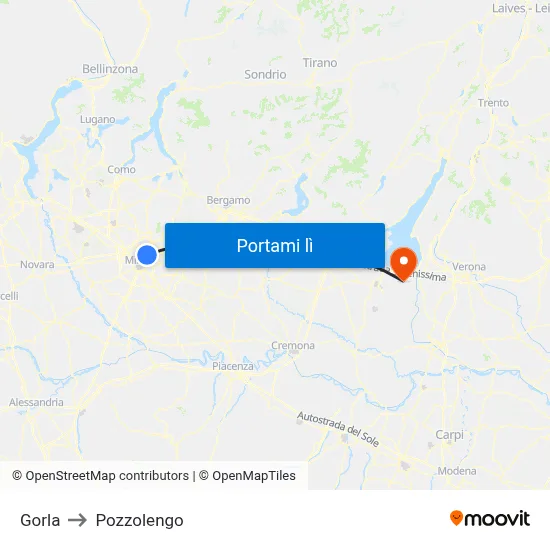 Gorla to Pozzolengo map