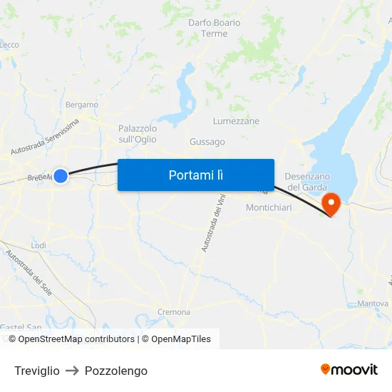 Treviglio to Pozzolengo map