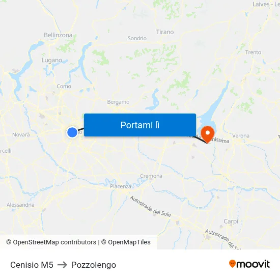 Cenisio M5 to Pozzolengo map