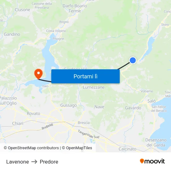 Lavenone to Predore map