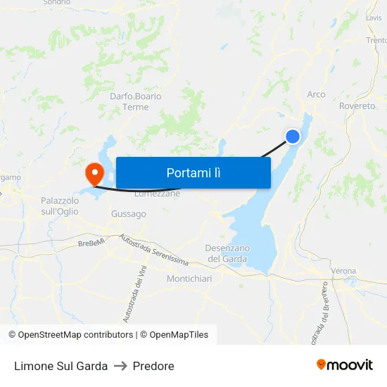 Limone Sul Garda to Predore map