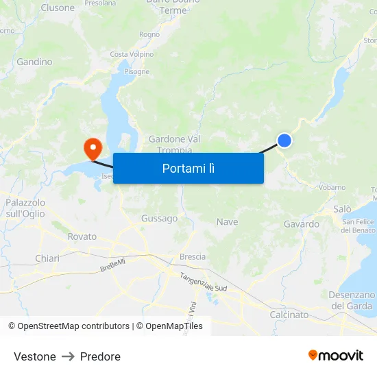 Vestone to Predore map