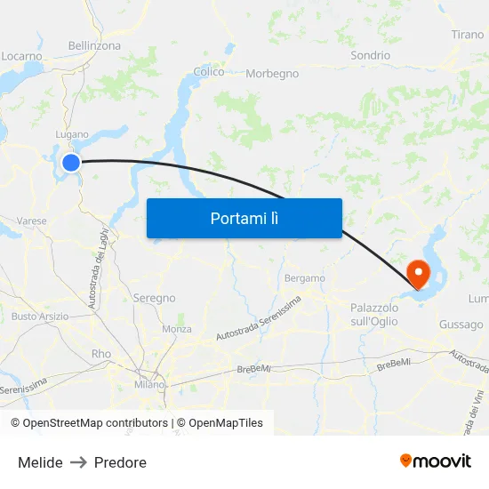 Melide to Predore map