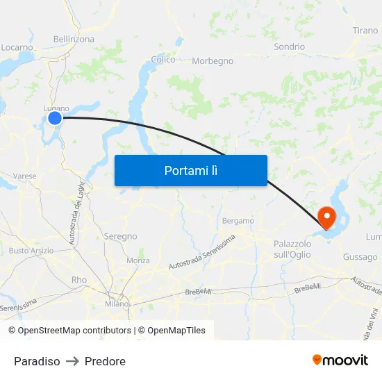 Paradiso to Predore map
