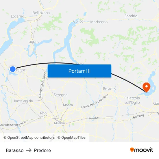 Barasso to Predore map