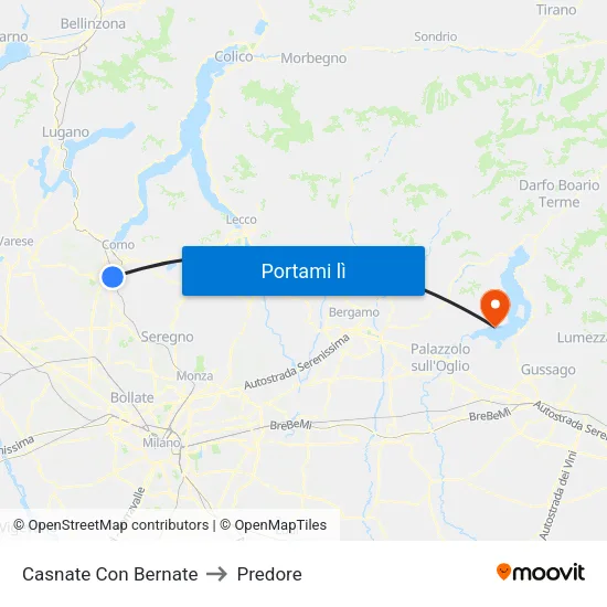 Casnate Con Bernate to Predore map
