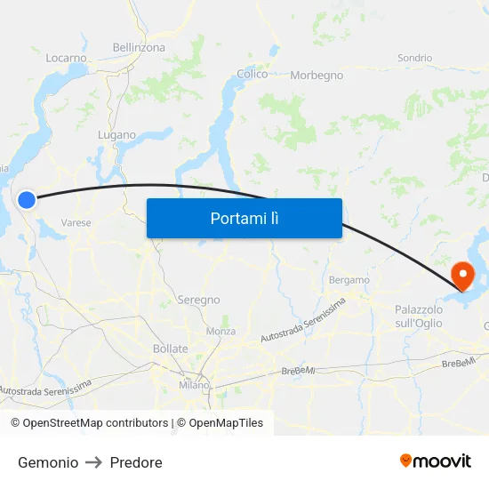 Gemonio to Predore map