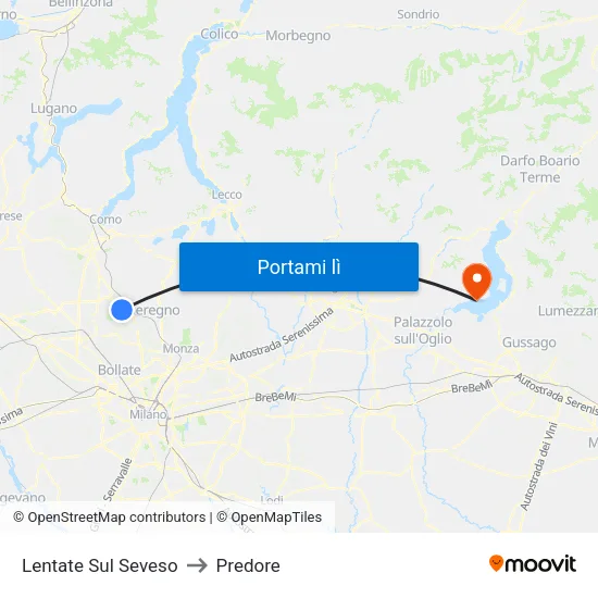 Lentate Sul Seveso to Predore map