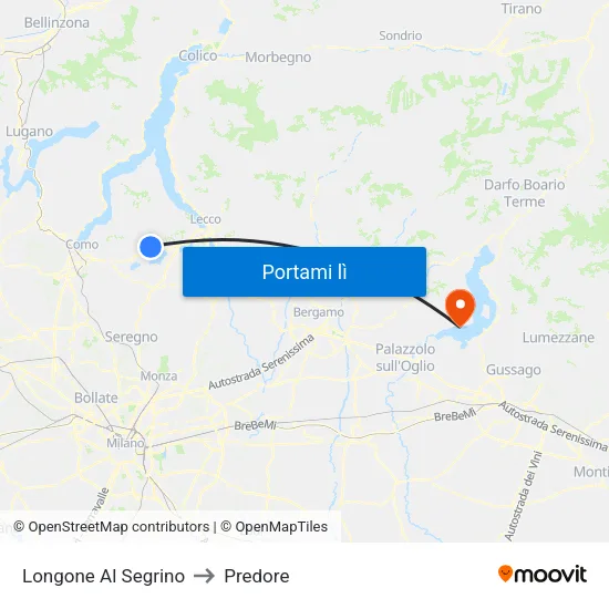 Longone Al Segrino to Predore map