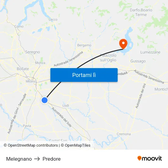 Melegnano to Predore map