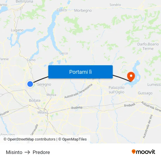 Misinto to Predore map