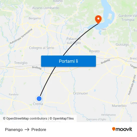 Pianengo to Predore map