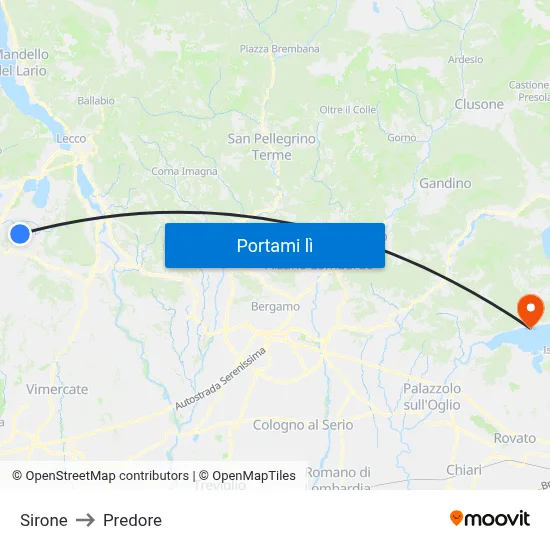Sirone to Predore map