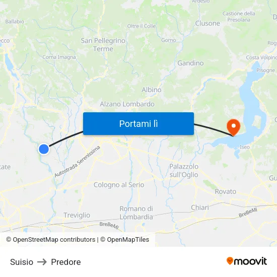 Suisio to Predore map