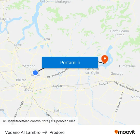 Vedano Al Lambro to Predore map