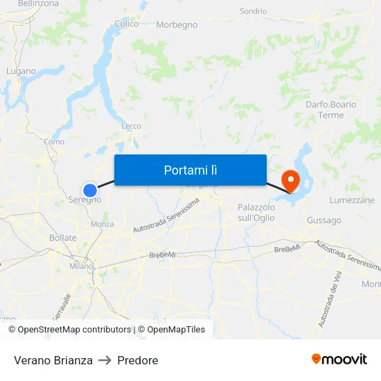 Verano Brianza to Predore map