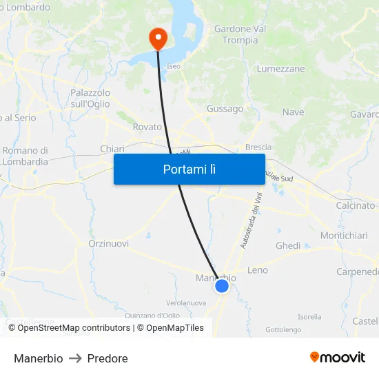 Manerbio to Predore map