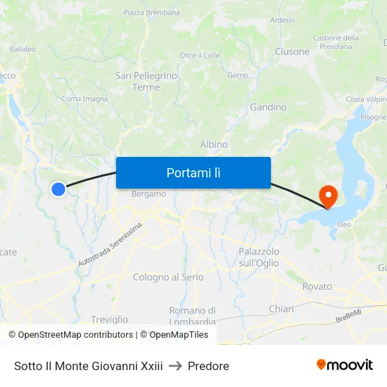 Sotto Il Monte Giovanni Xxiii to Predore map