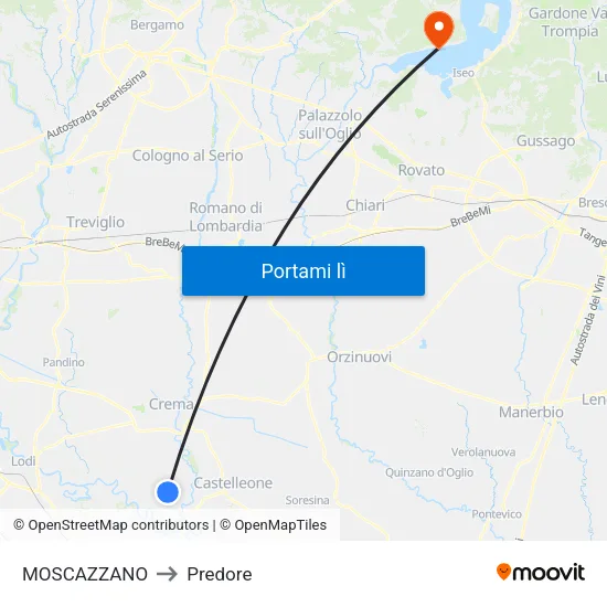 MOSCAZZANO to Predore map