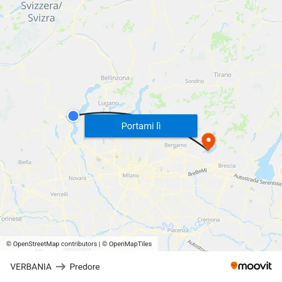 VERBANIA to Predore map