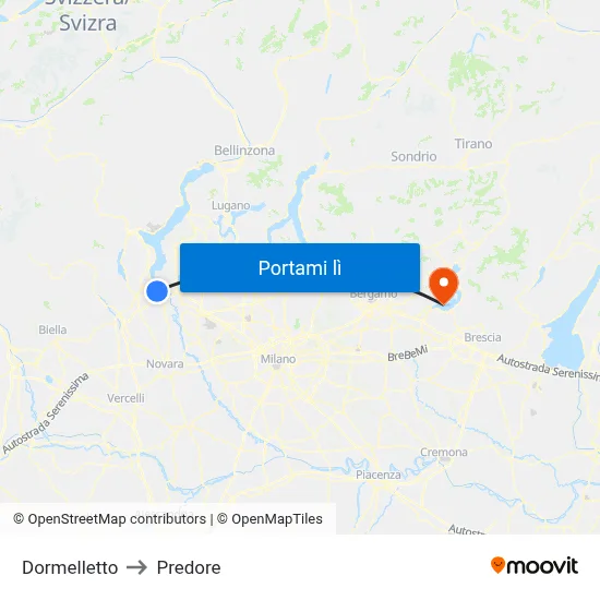 Dormelletto to Predore map