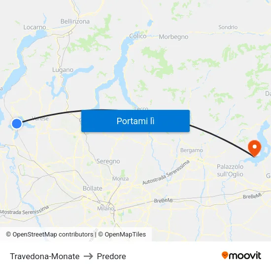 Travedona-Monate to Predore map