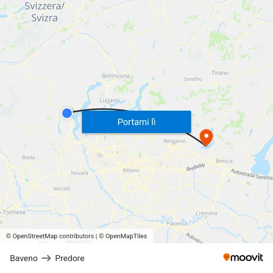 Baveno to Predore map