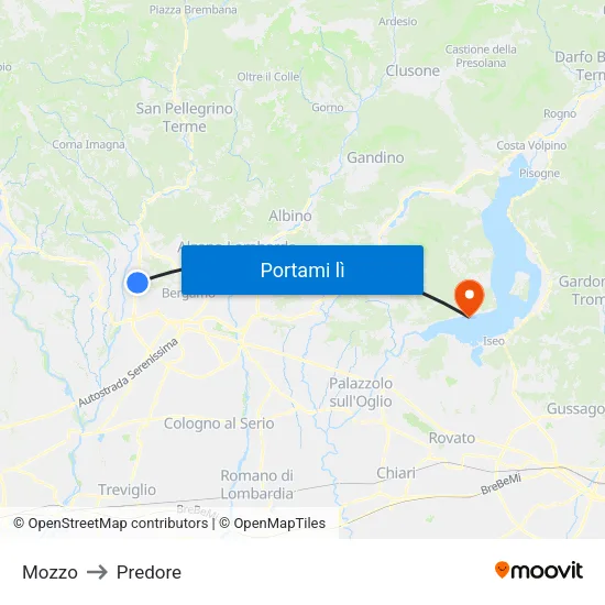 Mozzo to Predore map