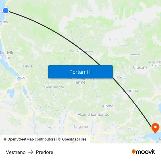 Vestreno to Predore map