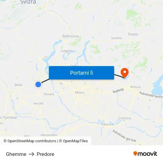 Ghemme to Predore map