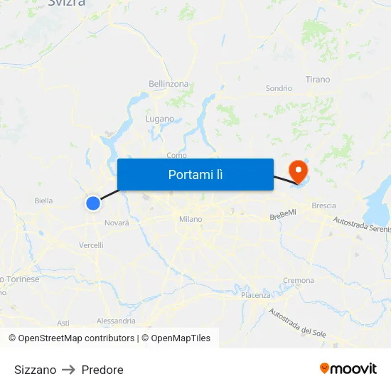 Sizzano to Predore map