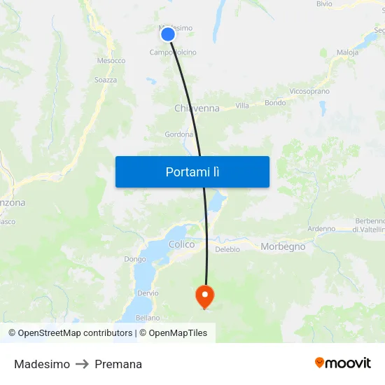 Madesimo to Premana map