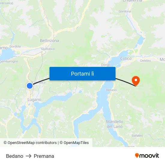 Bedano to Premana map