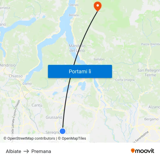 Albiate to Premana map