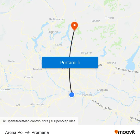 Arena Po to Premana map