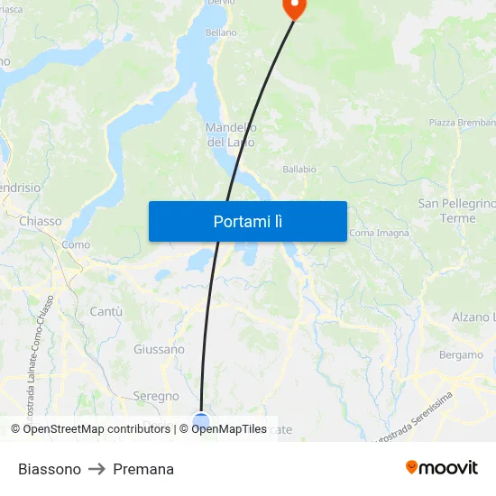Biassono to Premana map