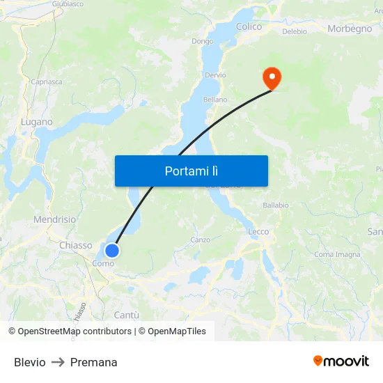 Blevio to Premana map