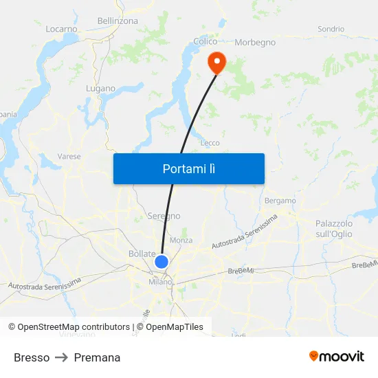 Bresso to Premana map