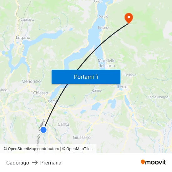 Cadorago to Premana map